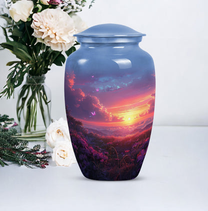 Large purple meadow urn for adult cremation ashes