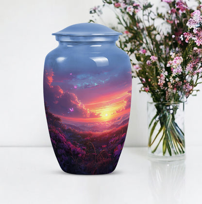 Large purple meadow urn for adult cremation ashes