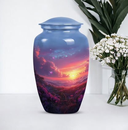 Large purple meadow urn for adult cremation ashes
