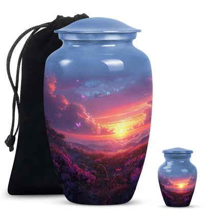 Large purple meadow urn for adult cremation ashes