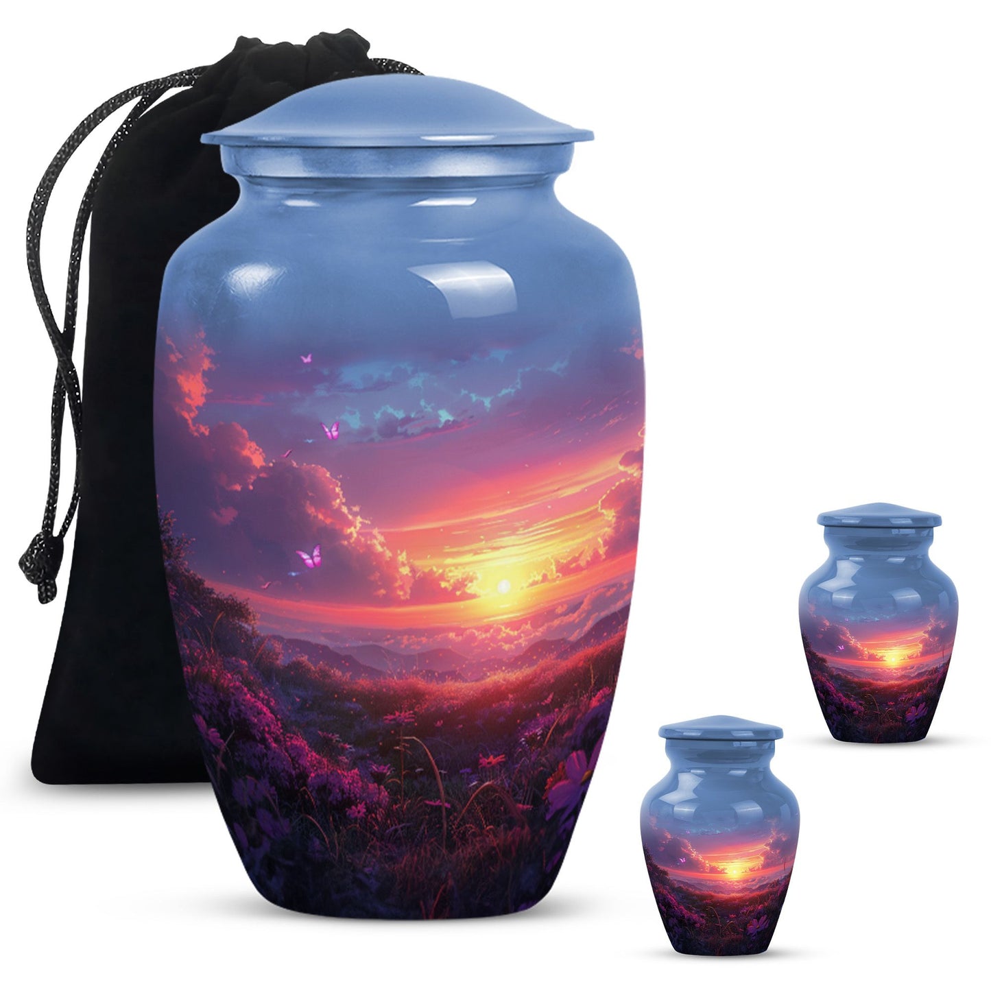 Large purple meadow urn for adult cremation ashes