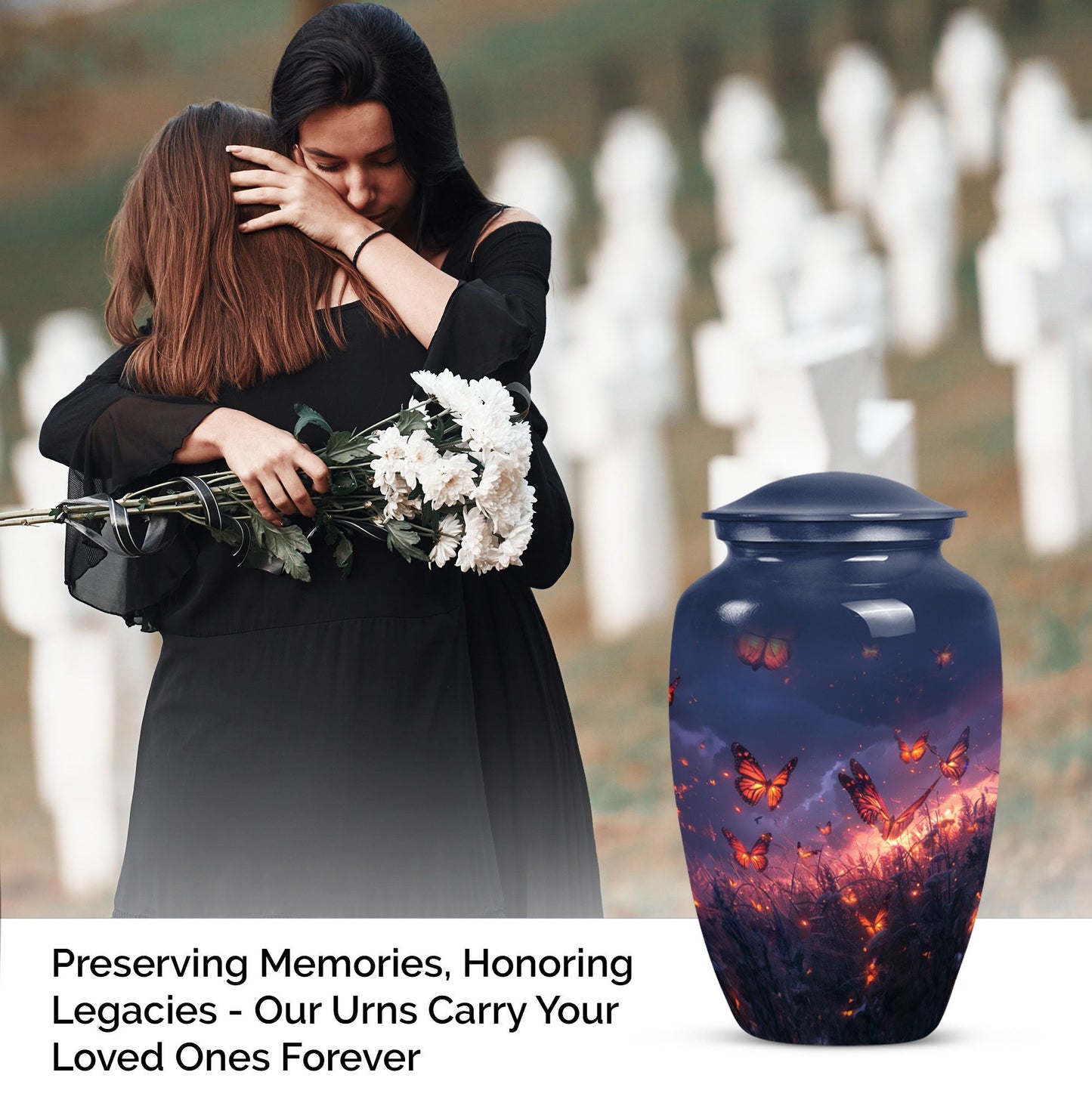 Purple Meadow Classic Urn for human ashes.