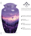 Purple Meadow classic aluminum cremation urn for ashes