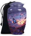 purple meadow themed classic urn for men's cremation.