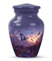 purple meadow themed classic urn for men's cremation.