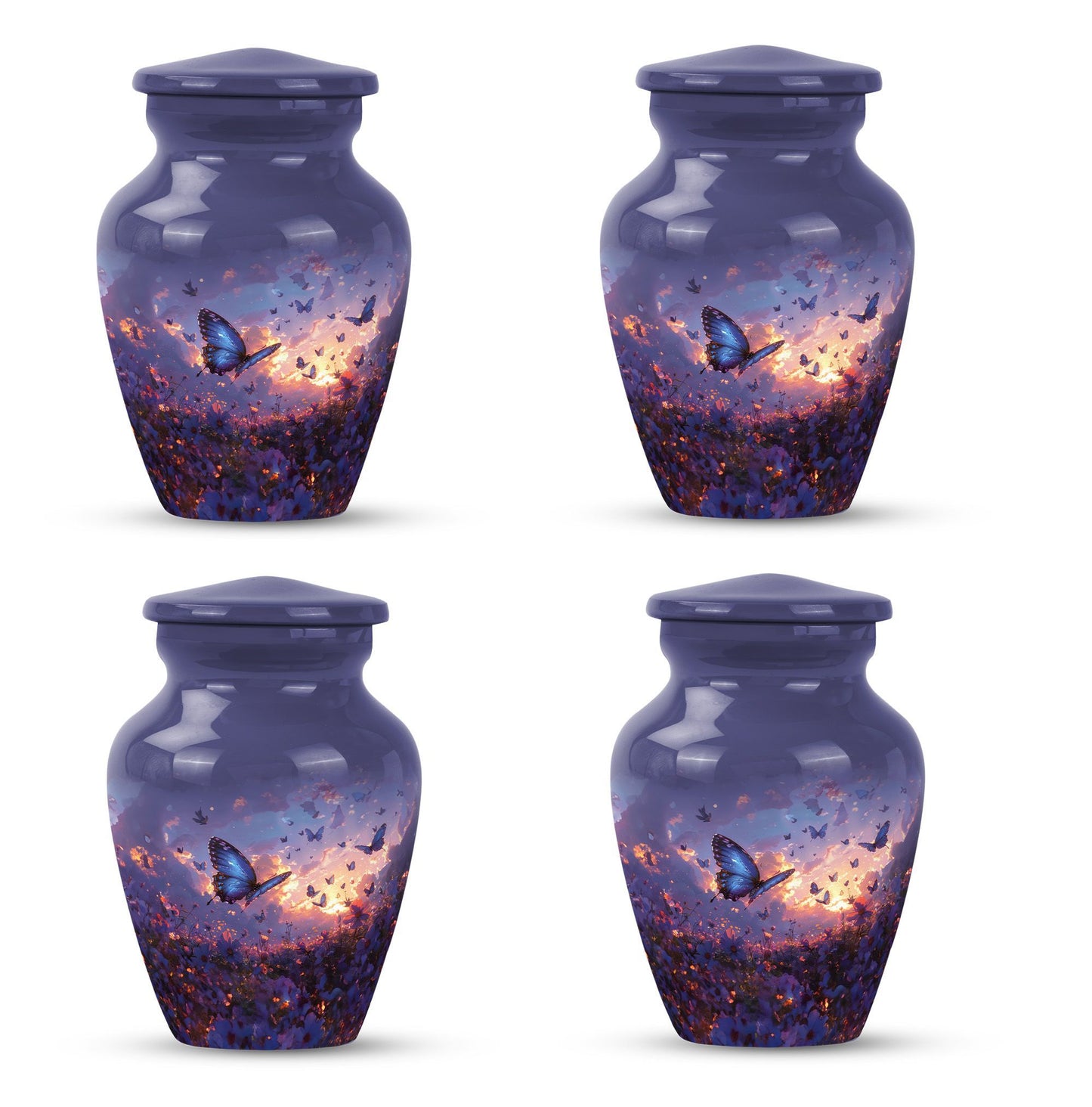 purple meadow themed classic urn for men's cremation.