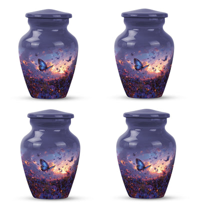 purple meadow themed classic urn for men's cremation.