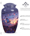 purple meadow themed classic urn for men's cremation.