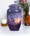 purple meadow themed classic urn for men's cremation.
