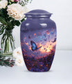 purple meadow themed classic urn for men's cremation.
