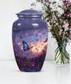 purple meadow themed classic urn for men's cremation.