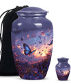 purple meadow themed classic urn for men's cremation.