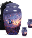 purple meadow themed classic urn for men's cremation.