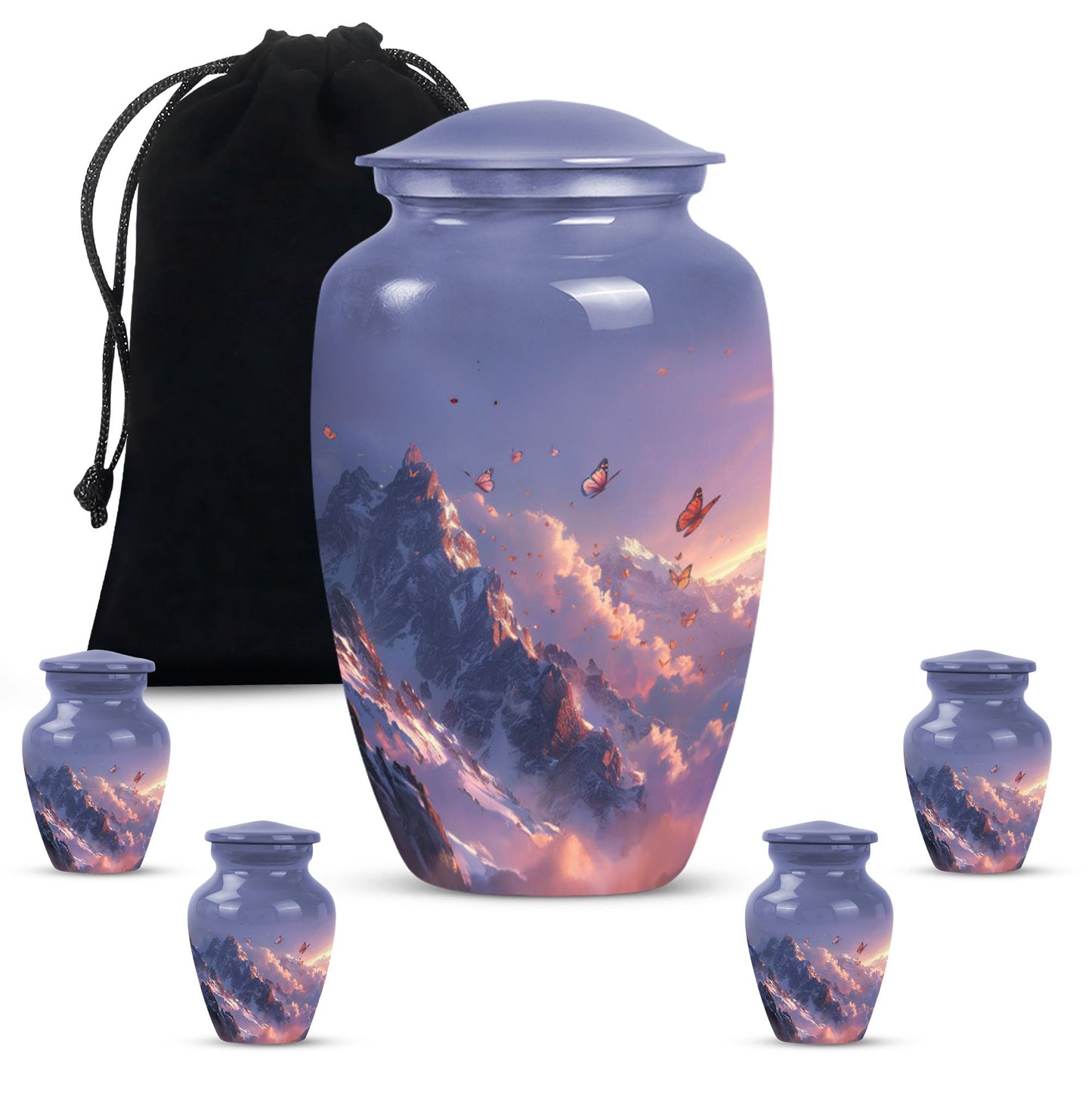 purple meadow urn for burial, Keepsake Urn