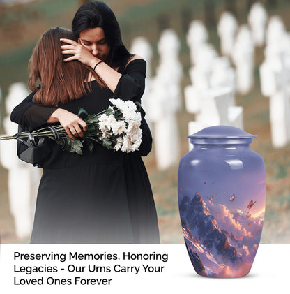 purple meadow urn for burial, Keepsake Urn