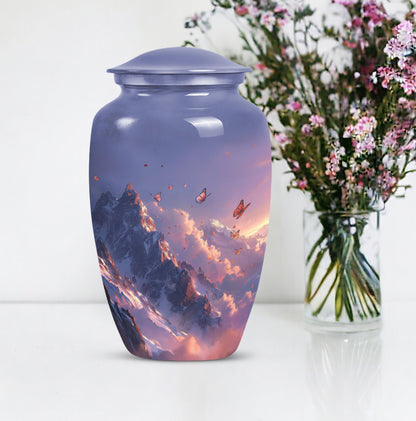 purple meadow urn for burial, Keepsake Urn