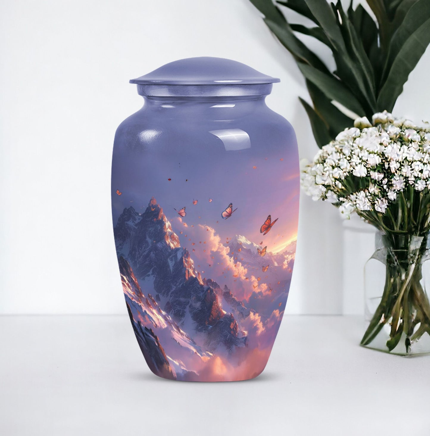 purple meadow urn for burial, Keepsake Urn