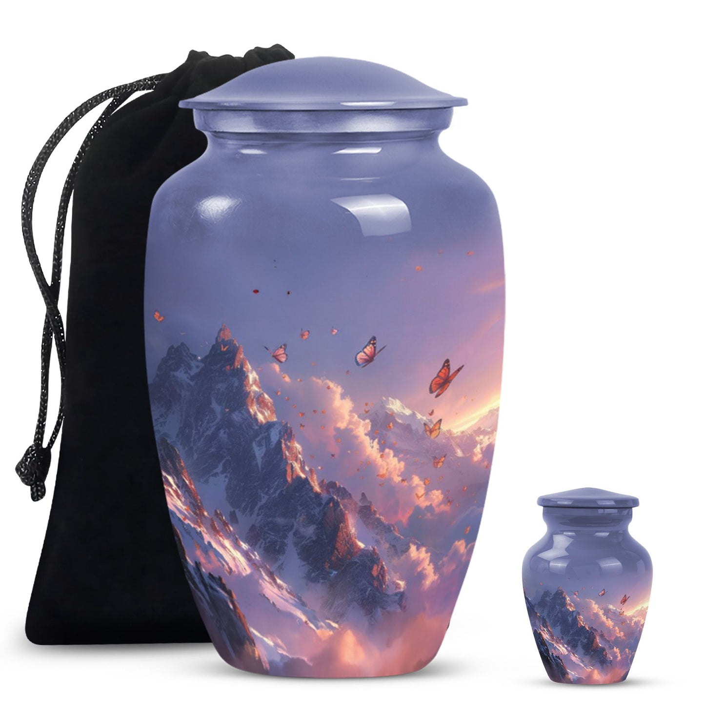 purple meadow urn for burial, Keepsake Urn