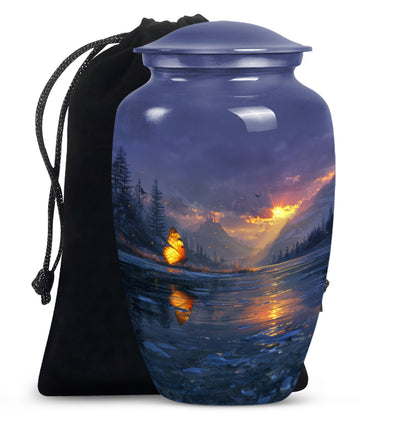 Purple meadow urn, memorial urns for mom, cremation urn