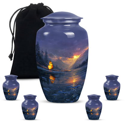 Purple meadow urn, memorial urns for mom, cremation urn