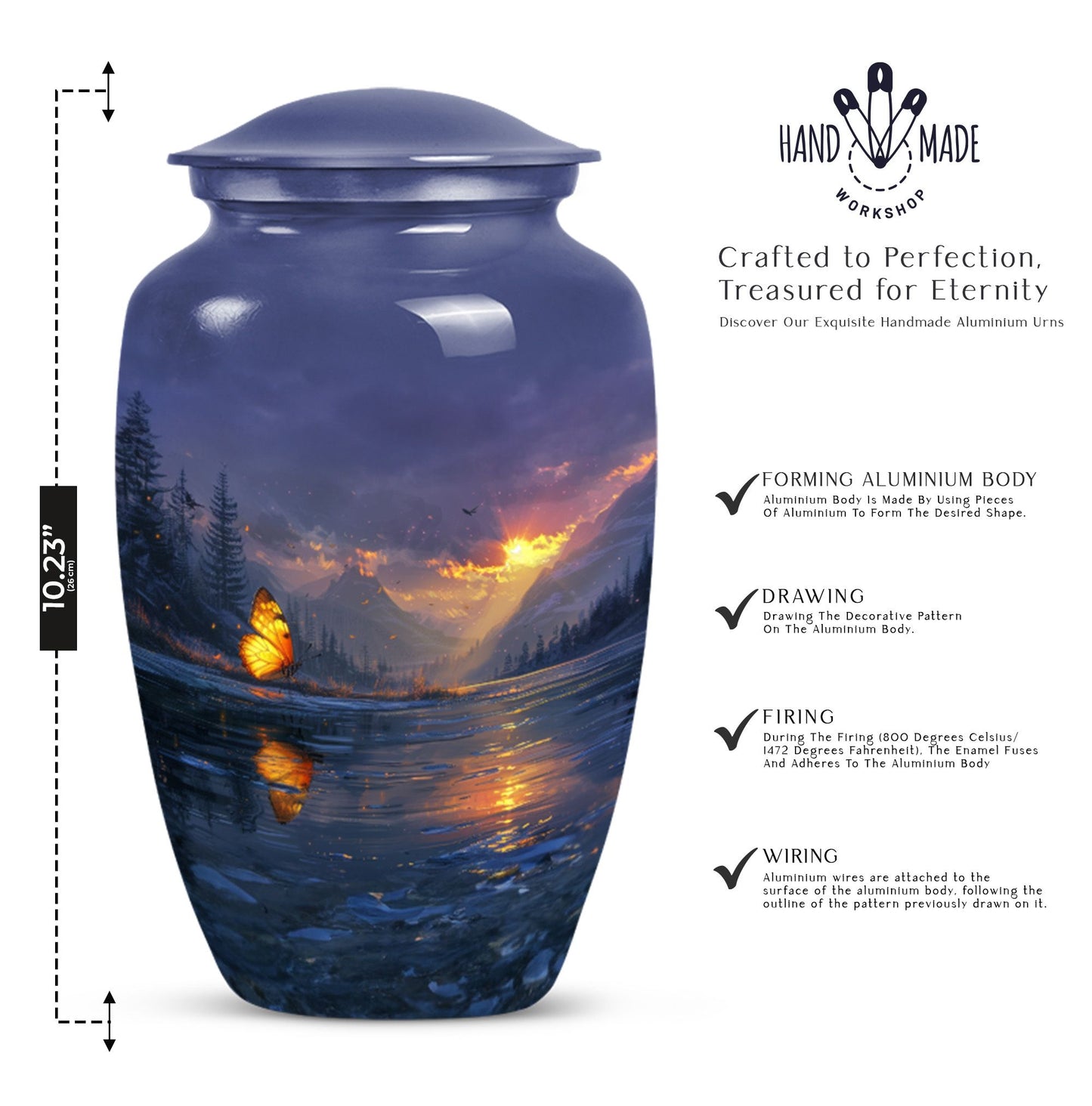 Purple meadow urn, memorial urns for mom, cremation urn