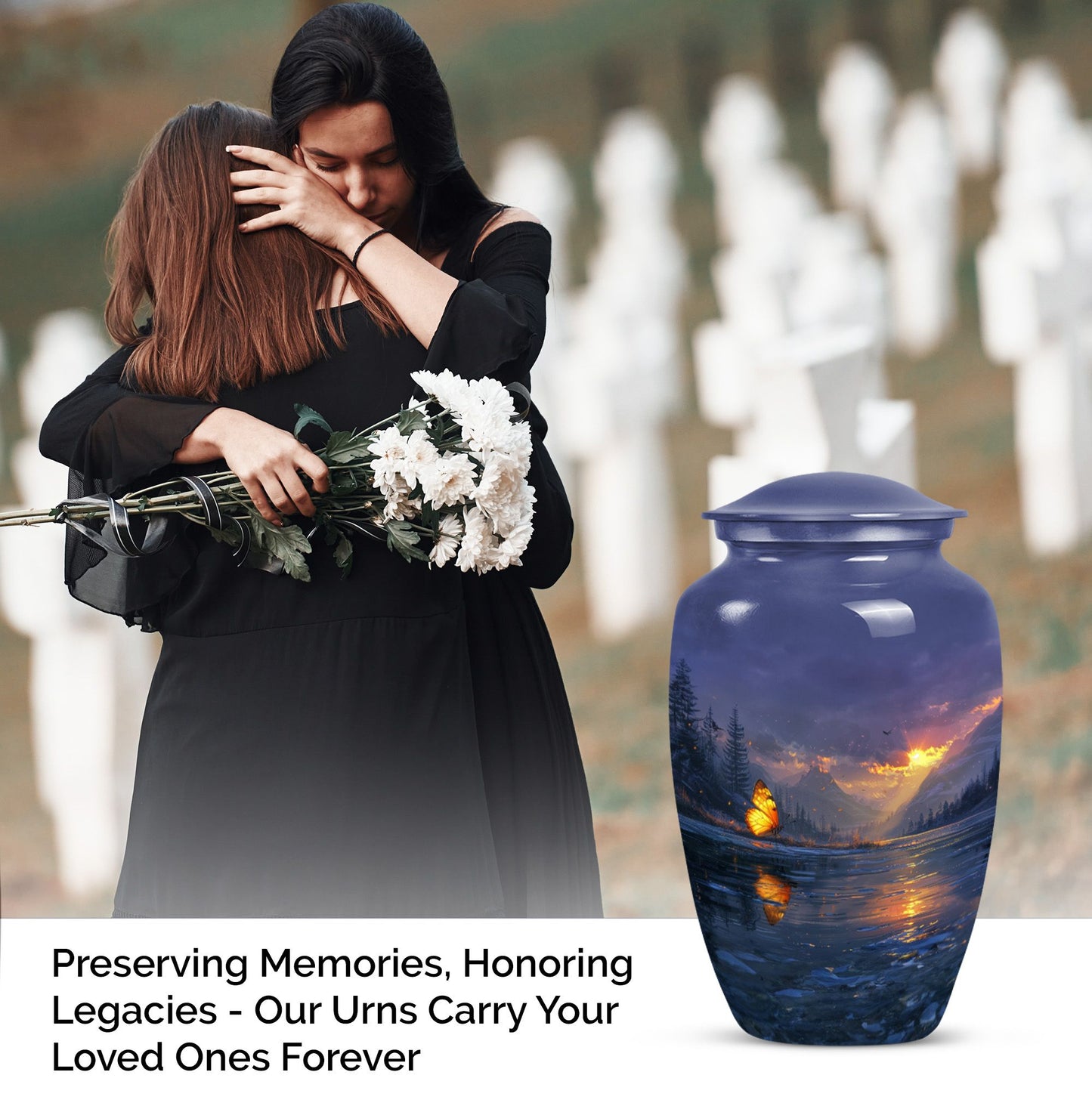 Purple meadow urn, memorial urns for mom, cremation urn