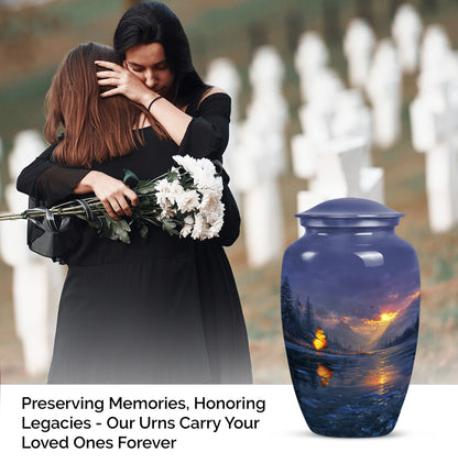 Purple meadow urn, memorial urns for mom, cremation urn