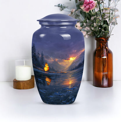 Purple meadow urn, memorial urns for mom, cremation urn