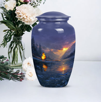 Purple meadow urn, memorial urns for mom, cremation urn