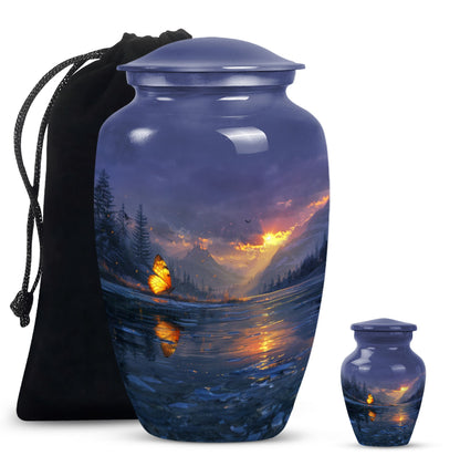 Purple meadow urn, memorial urns for mom, cremation urn
