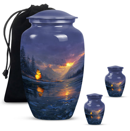 Purple meadow urn, memorial urns for mom, cremation urn