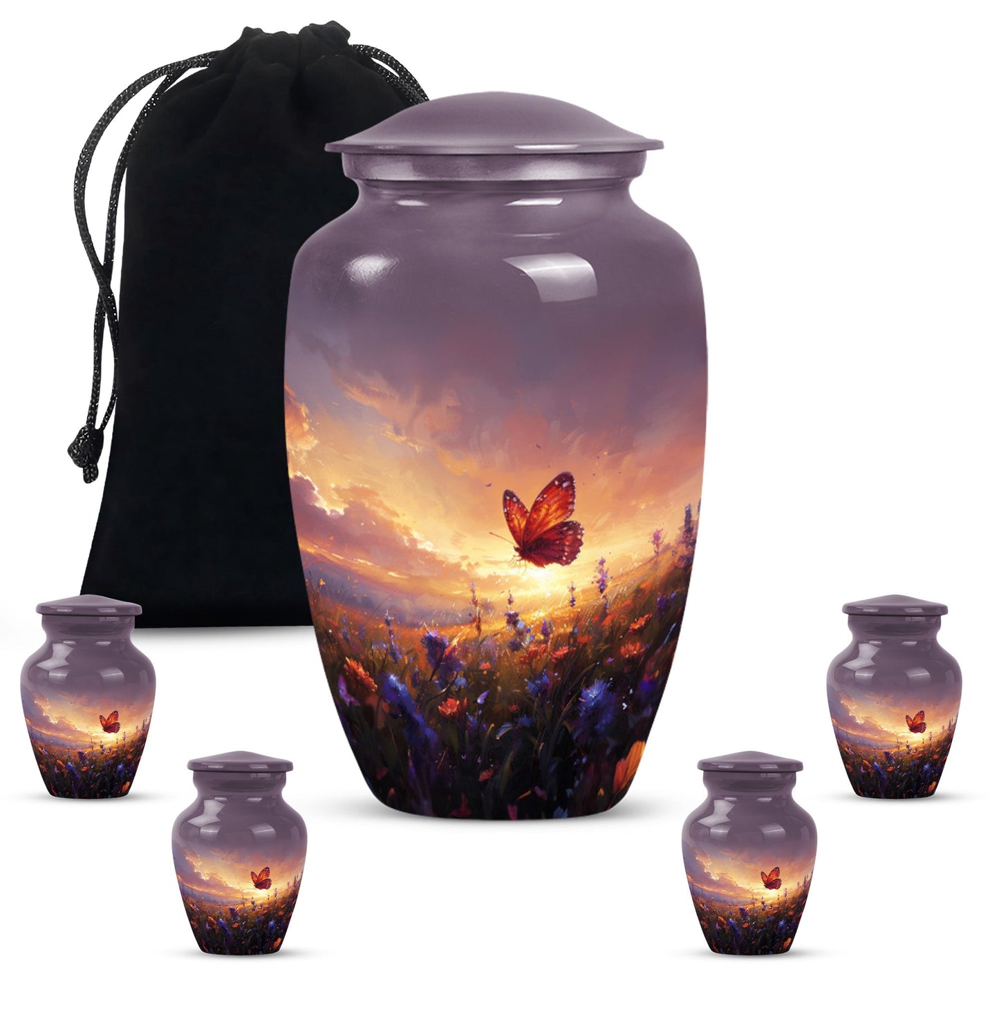 Purple meadow Cremation Urn for Ashes - Keepsake Urn