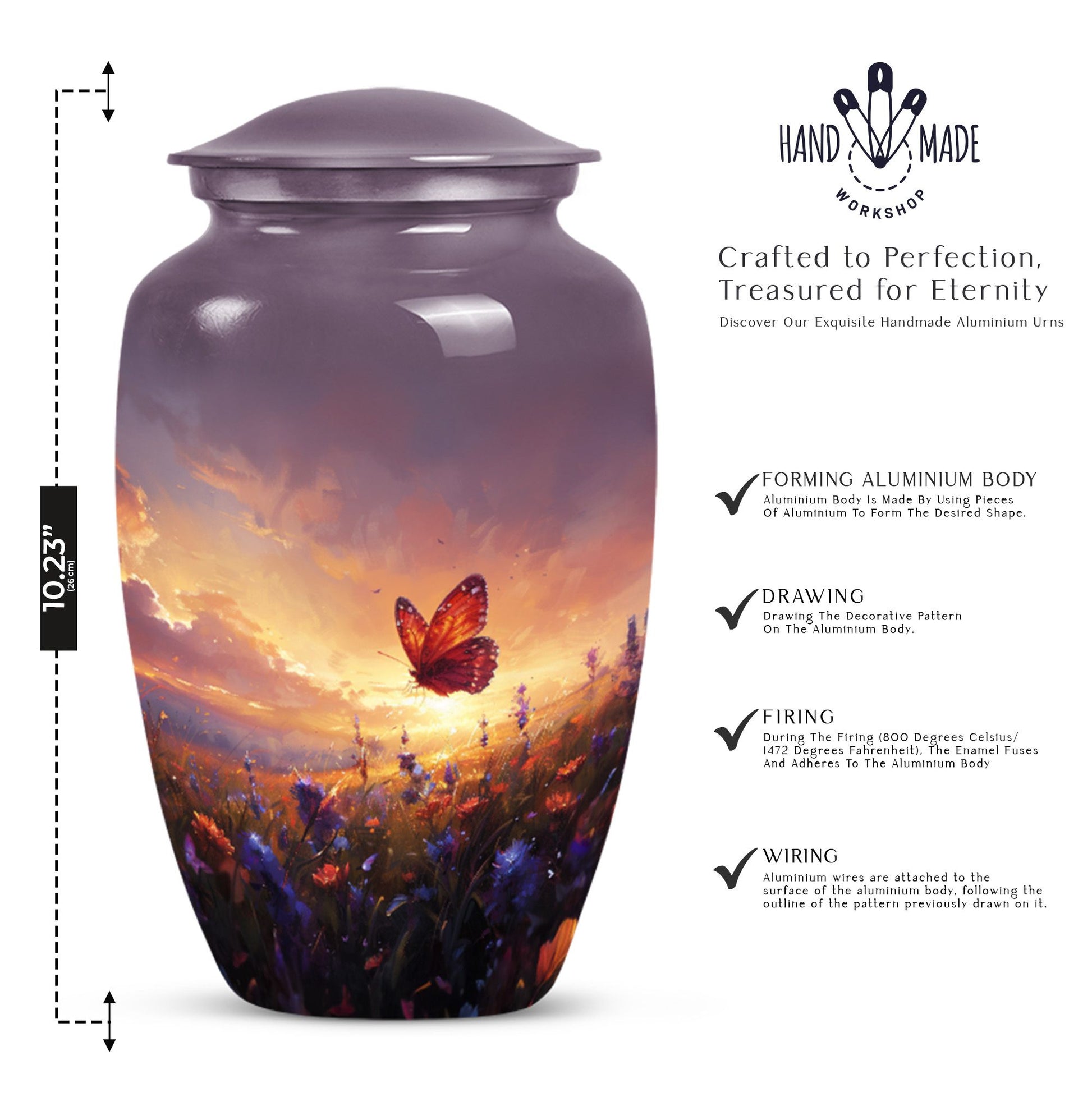Purple meadow Cremation Urn for Ashes - Keepsake Urn