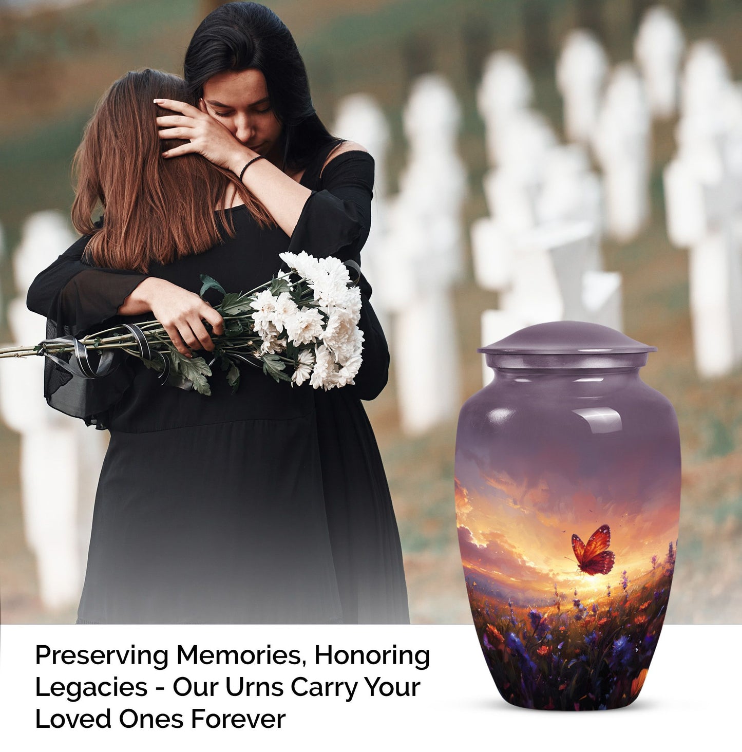 Purple meadow Cremation Urn for Ashes - Keepsake Urn