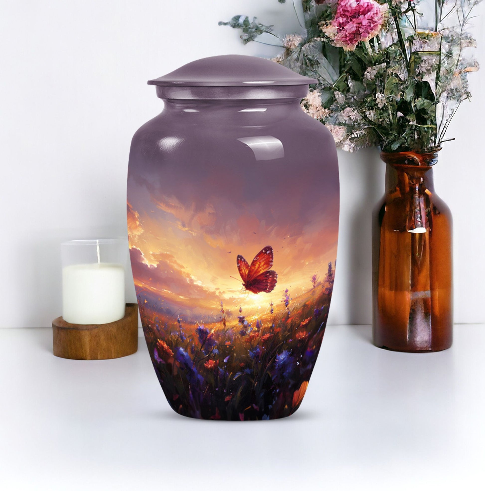 Purple meadow Cremation Urn for Ashes - Keepsake Urn