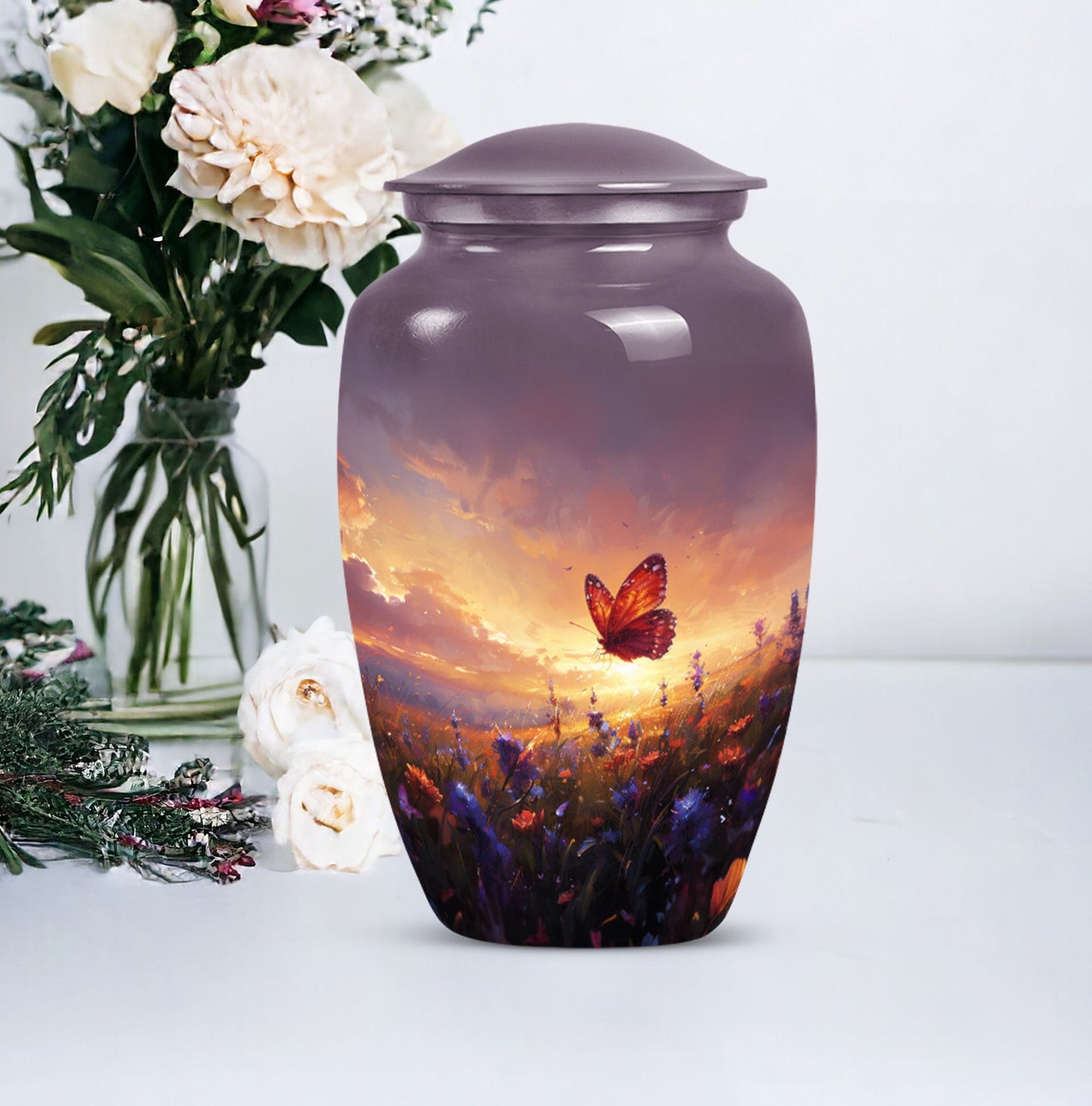 Purple meadow Cremation Urn for Ashes - Keepsake Urn
