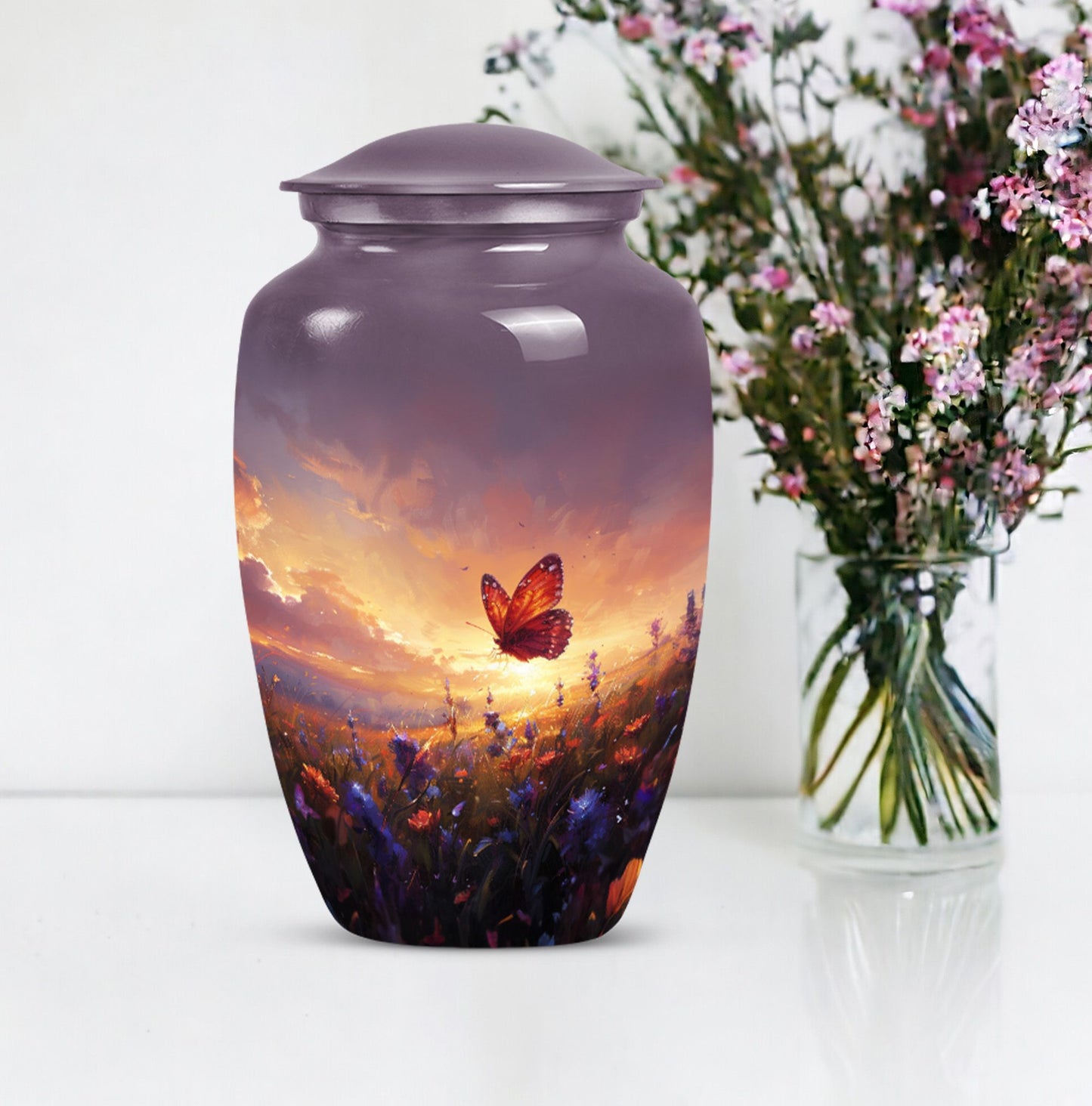 Purple meadow Cremation Urn for Ashes - Keepsake Urn