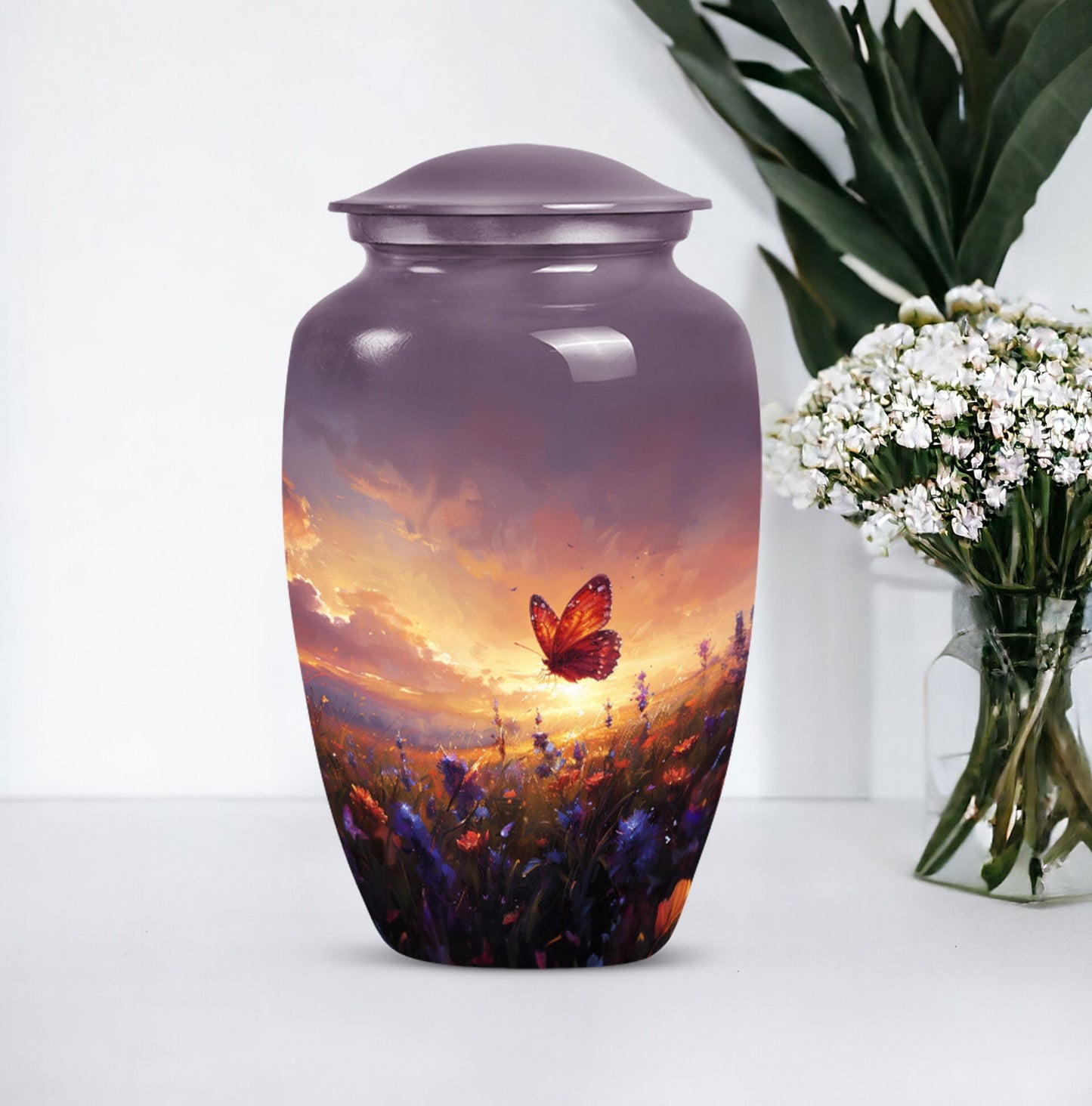 Purple meadow Cremation Urn for Ashes - Keepsake Urn