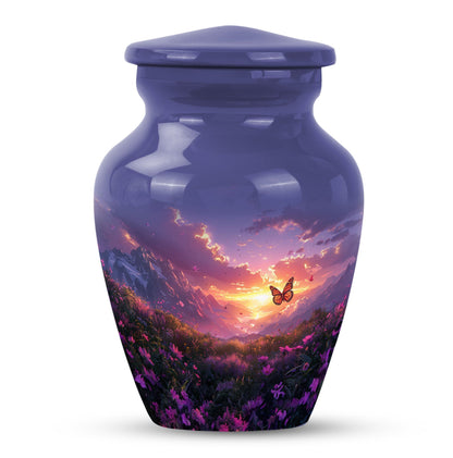 purple meadow urn for memorial funeral, urns for human ashes