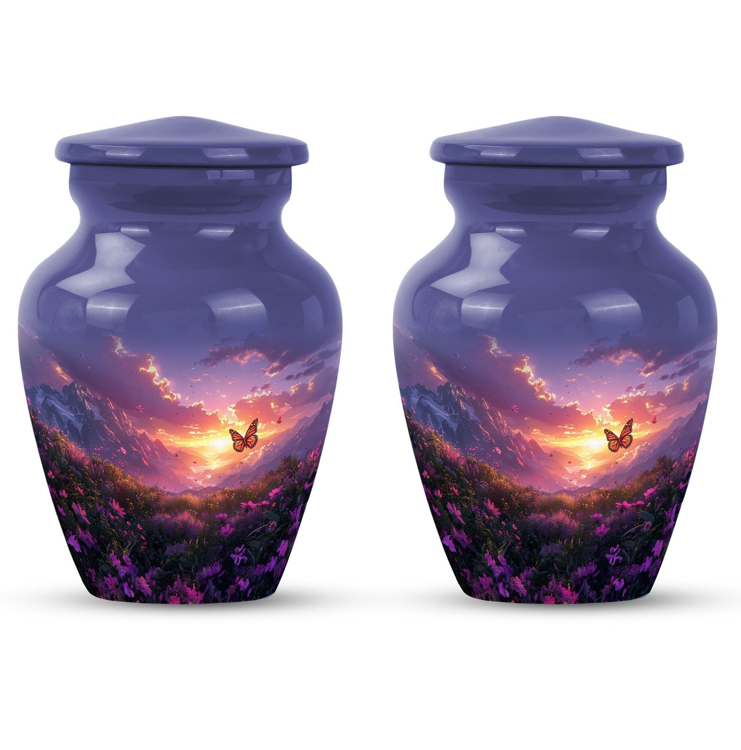 purple meadow urn for memorial funeral, urns for human ashes