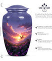 purple meadow urn for memorial funeral, urns for human ashes