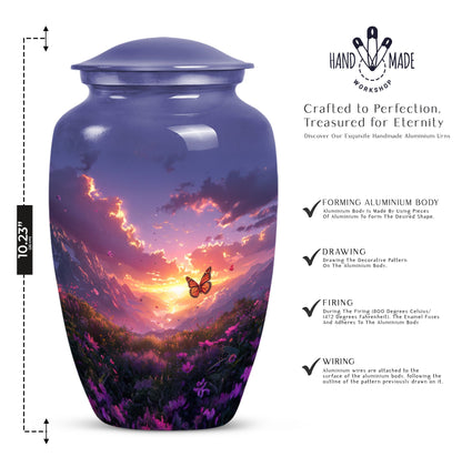 purple meadow urn for memorial funeral, urns for human ashes