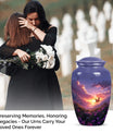 purple meadow urn for memorial funeral, urns for human ashes