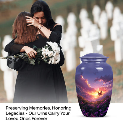 purple meadow urn for memorial funeral, urns for human ashes