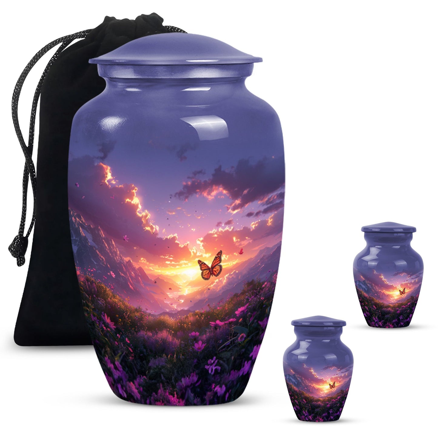 purple meadow urn for memorial funeral, urns for human ashes