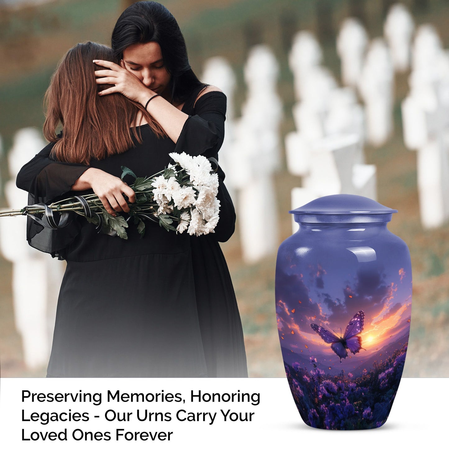 purple meadow classic urn for adult human ashes