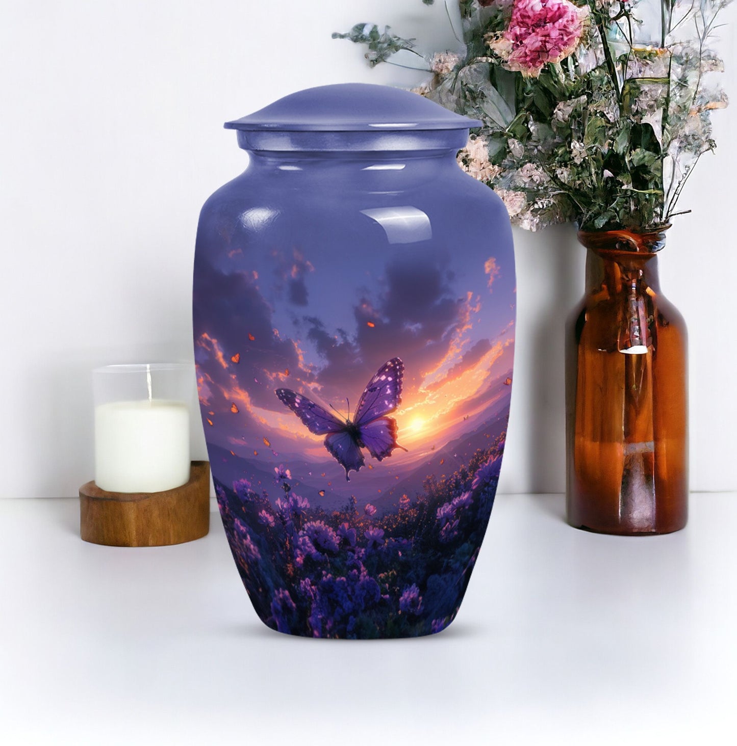 purple meadow classic urn for adult human ashes