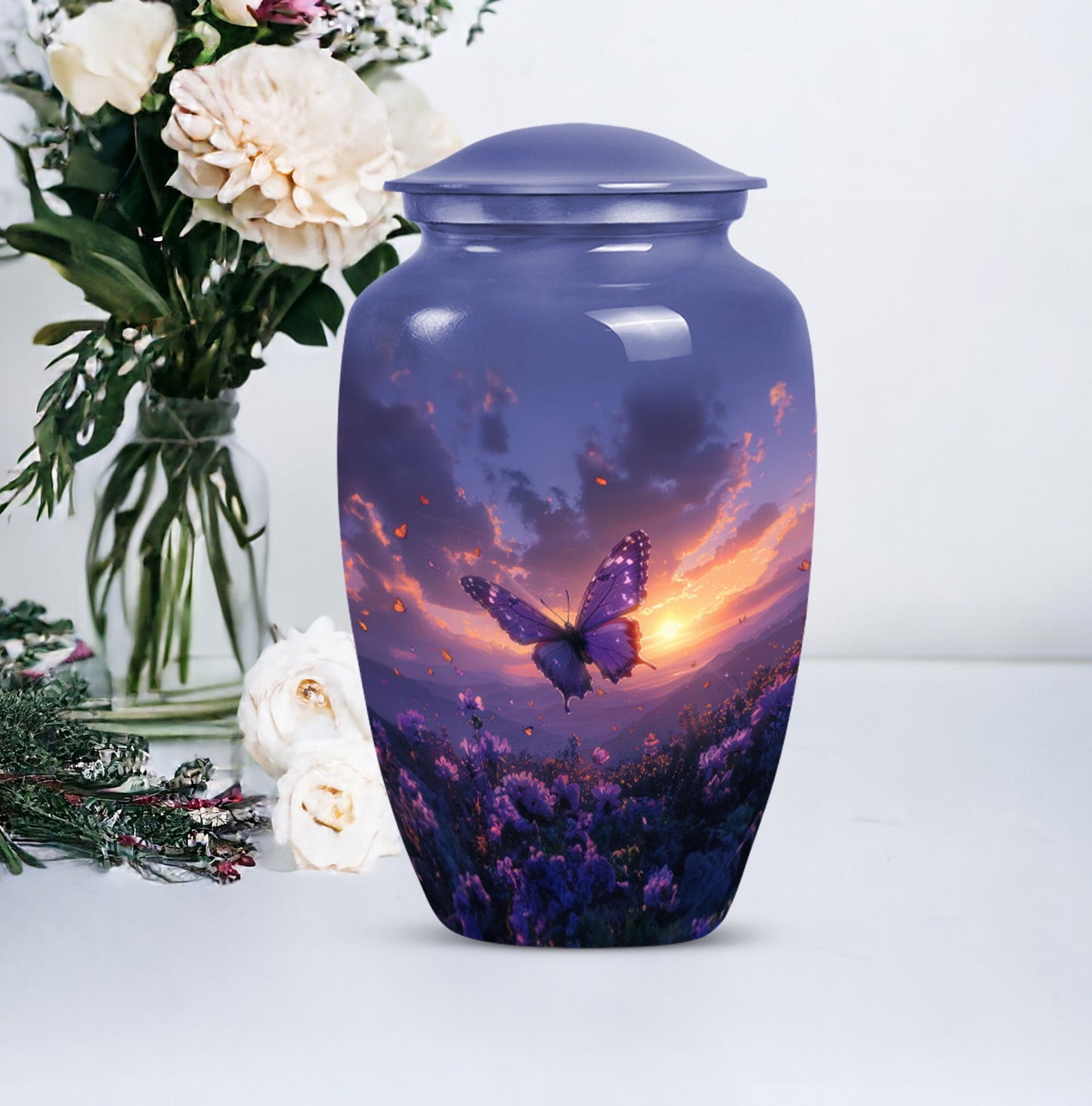 purple meadow classic urn for adult human ashes