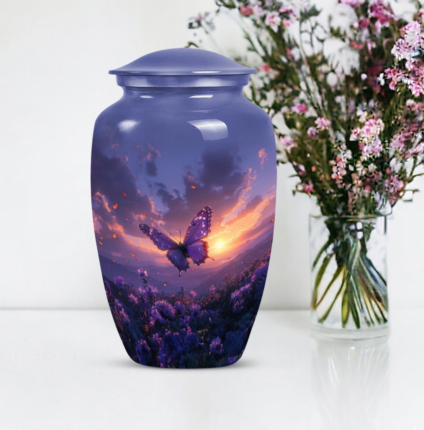purple meadow classic urn for adult human ashes