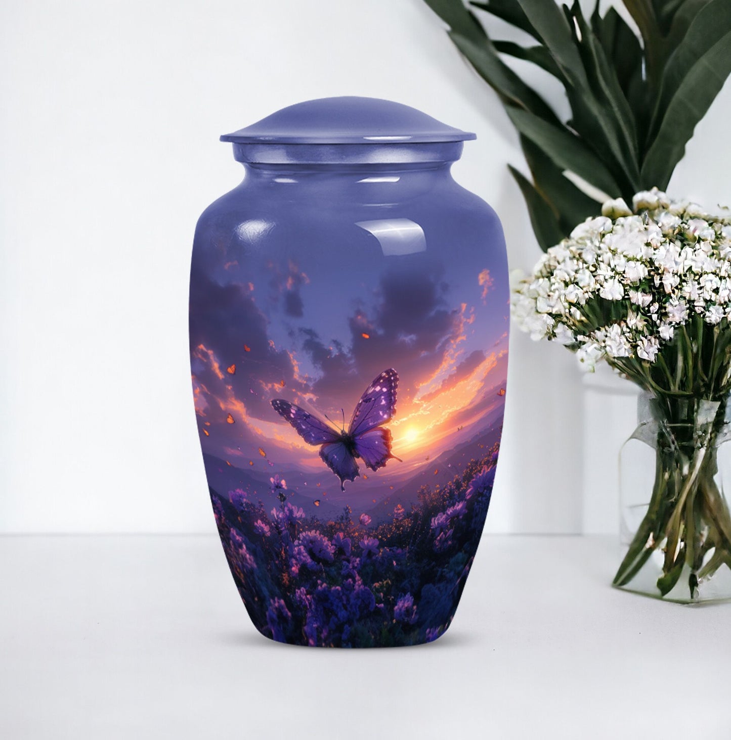 purple meadow classic urn for adult human ashes